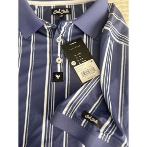 Bad Birdie Winning Streak Ridge Polo Golf Sz L $78 NWT Logo Short Sleeves Cobalt